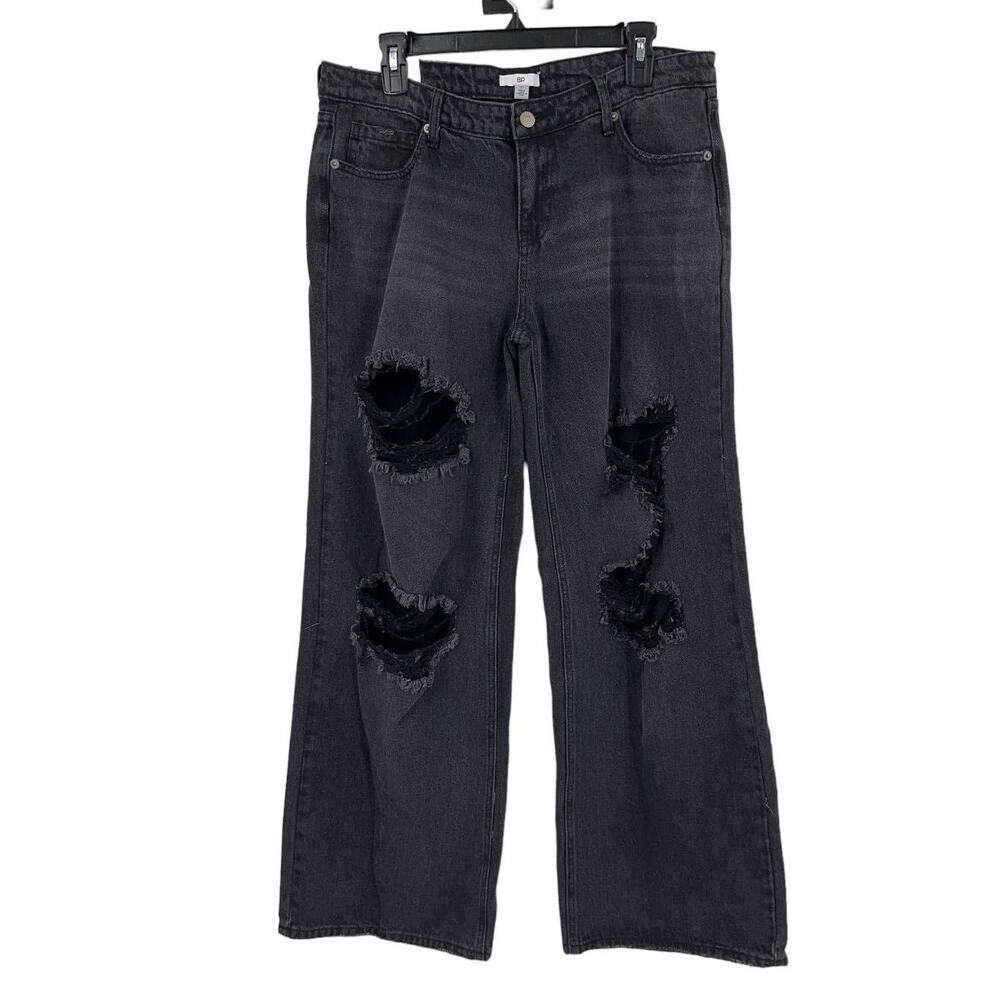 bp Black Distressed Wide Leg Jeans